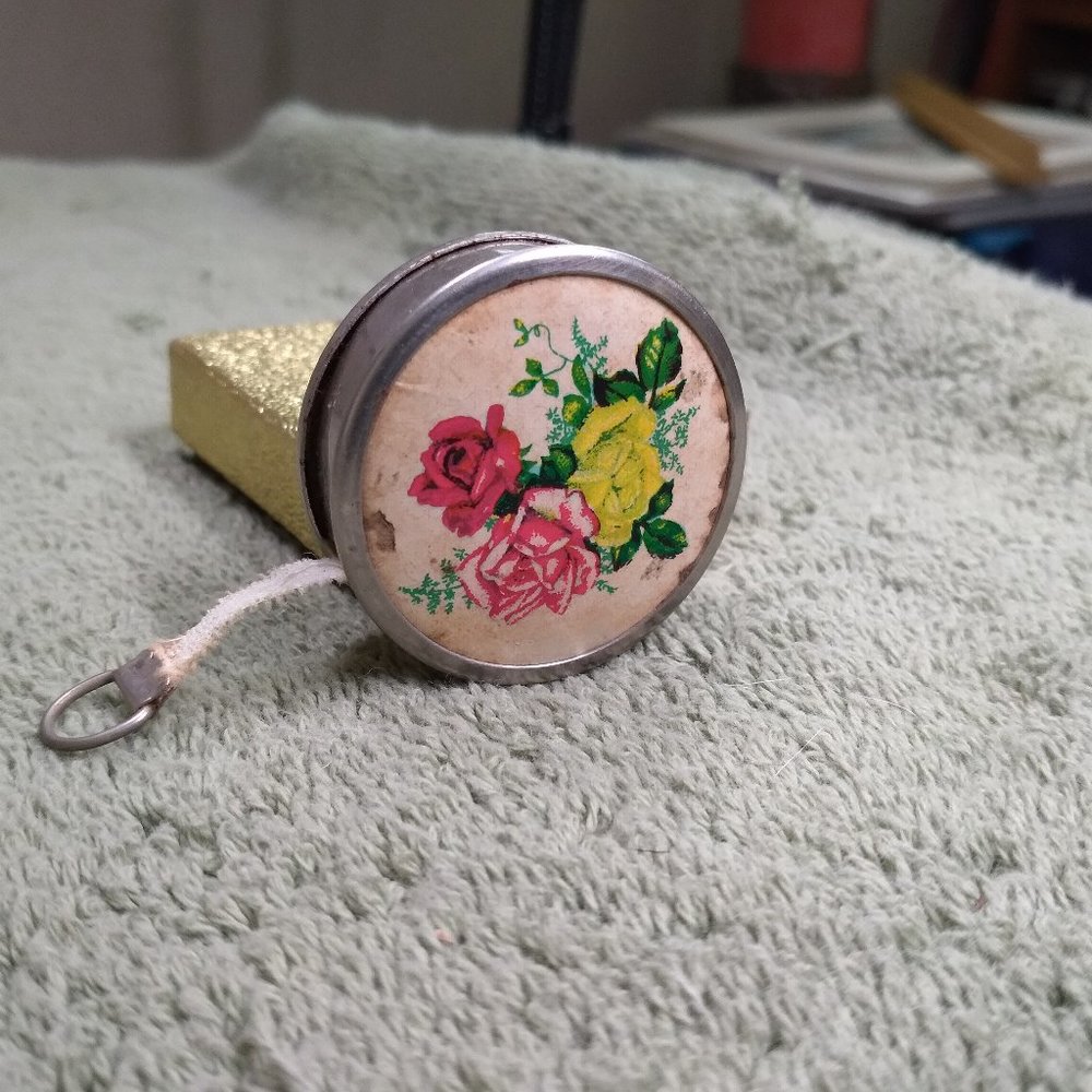 German made with painted button top rose image very collectable